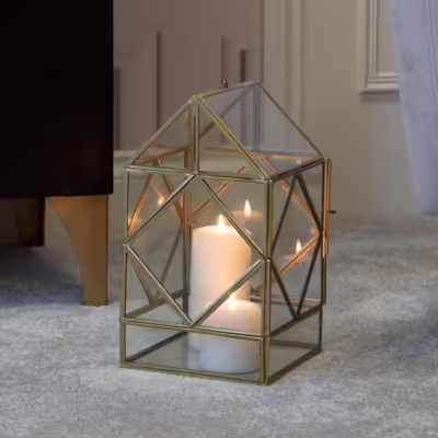 Gold Geometric Design Lantern - MHRMS194_1