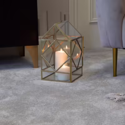Gold Geometric Design Lantern - MHRMS194_2