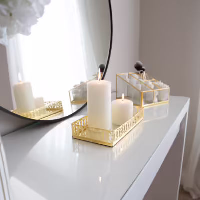 Rectangular Gold Mirror Tray - MHRMS030_2