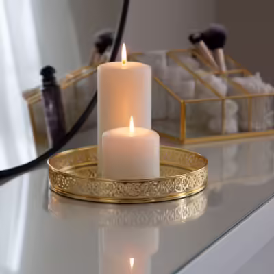 Small Gold Round Decorative Mirror Tray - MHRMS027_2