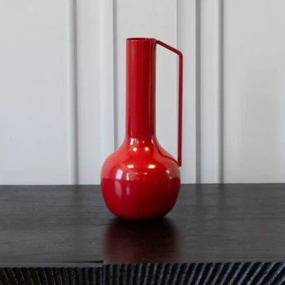 Red Small Single Handle Decorative Vase