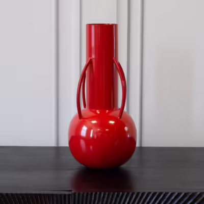 Red Double Handle Ball Decorative Vase - MHRMS236_1
