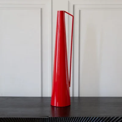 Red Tall Single Handle Decorative Vase