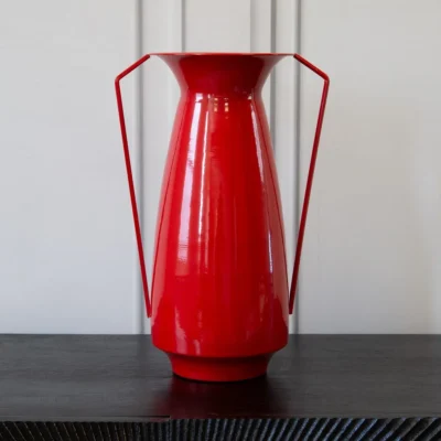 Red Double Handle Milkman Decorative Vase