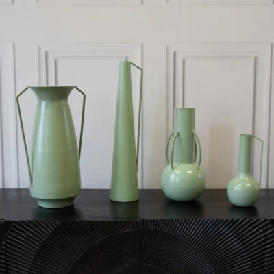 Sage Set of 4 Modern Decorative Textured Roman Vases