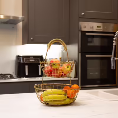 Gold Square Metal Fruit Bowl - MHRMS274_2