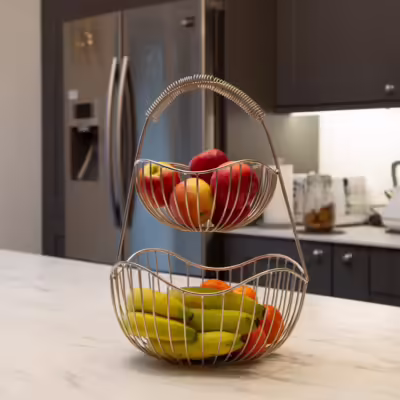 Silver Square Metal Fruit Bowl - MHRMS275_1