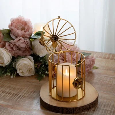 Gold Metal Floral Birdcage Lantern