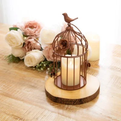 Antique Copper Metal Floral Birdcage Lantern