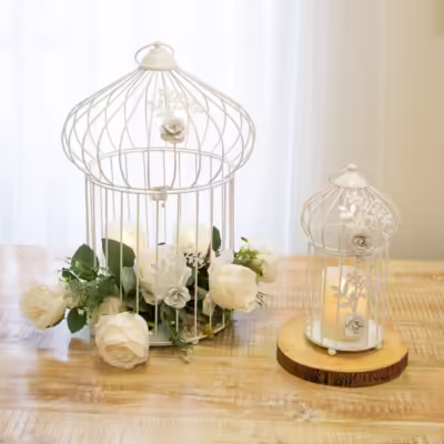 Set Of 2 Decorative Floral Birdcage - MHRMS112_1