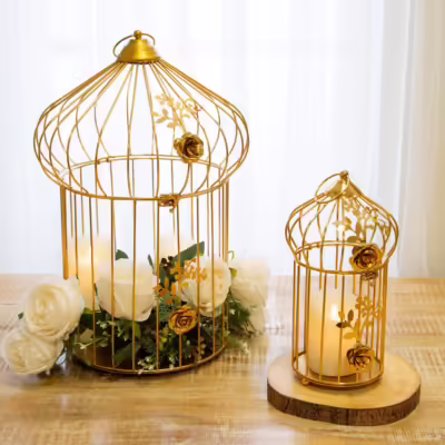 Set Of 2 Decorative Floral Birdcage - MHRMS113_1