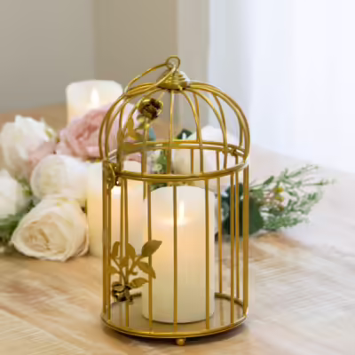Gold Decorative Vintage Birdcage Lantern - MHRMS121_1
