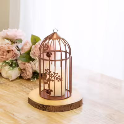Antique Copper Decorative Floral Birdcage Lantern - MHRMS122_1