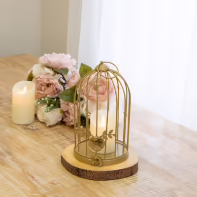 Antique Brass Decorative Floral Birdcage Lantern - MHRMS123_1