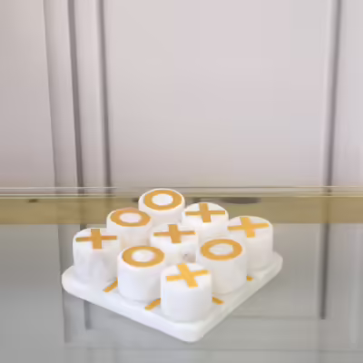 White Natural Stone And Gold Accents Tic Tac Toe Game - MHRMS294_1