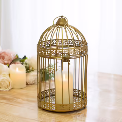Antique Copper Metal Decorative Floral Birdcage - MHRMS131_1