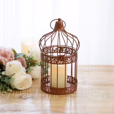 Antique Copper Decorative Floral Birdcage Lantern - MHRMS150_1