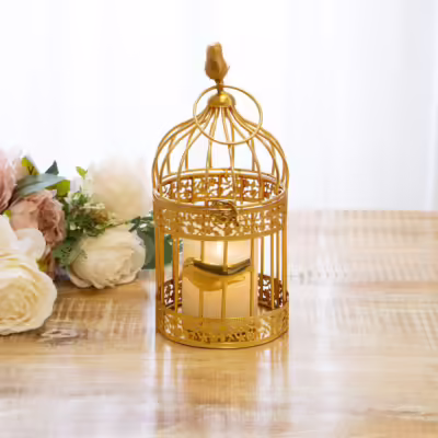 Gold Small Metal Decorative Birdcage Lantern - MHRMS300_1