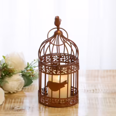 Antique Copper Small Metal Decorative Birdcage Lantern - MHRMS301_1