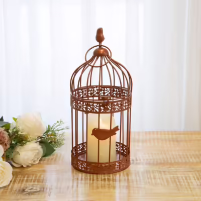 Antique Copper Medium Metal Decorative Birdcage Lantern - MHRMS305_1