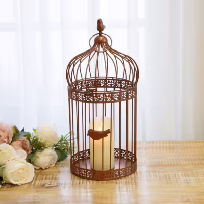 Antique Copper Large Metal Decorative Birdcage Lantern - MHRMS309_1