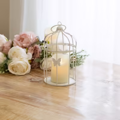 White Small Metal Decorative Birdcage - MHRMS311_1