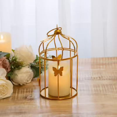 Gold Small Metal Decorative Birdcage - MHRMS312_1