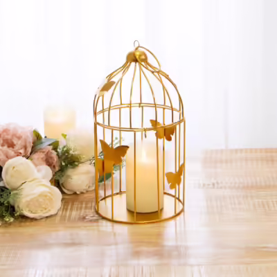 Gold Medium Metal Decorative Birdcage - MHRMS316_1