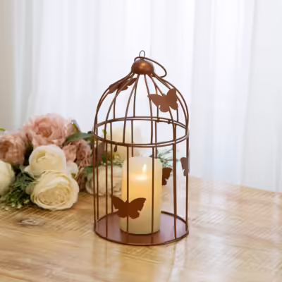 Antique Copper Medium Metal Decorative Birdcage - MHRMS317_1