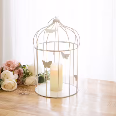 White Large Metal Decorative Birdcage - MHRMS319_1