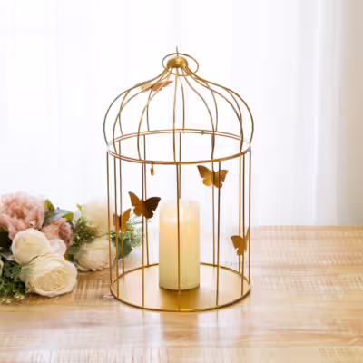 Gold Large Metal Decorative Birdcage - MHRMS320_1