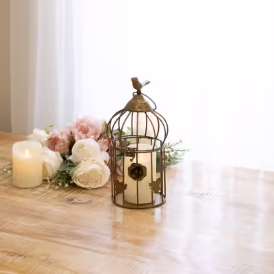 Antique Brass Birdcage Candle Lantern - MHRMS326_1