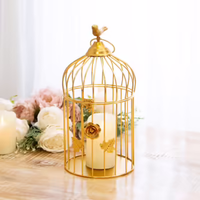 Gold Medium Birdcage Candle Lantern - MHRMS328_1