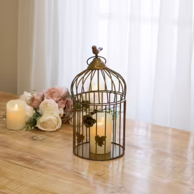 Antique Brass Medium Birdcage Candle Lantern - MHRMS330_1
