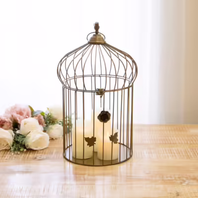 Antique Brass Large Birdcage Candle Lantern - MHRMS334_1