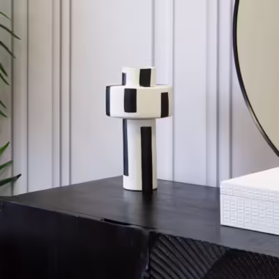 Decorative White & Black Ceramic Vase - MHRMS353_2