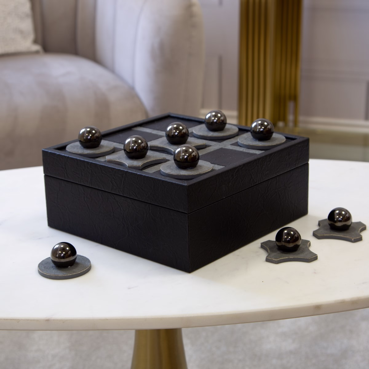 Black Tic Tac Toe and Chess Game Set - MHRMS358_2