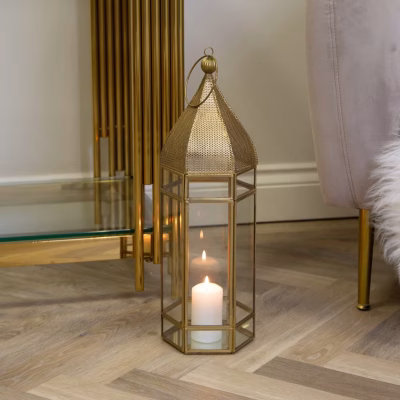 Gold Mesh Candle Lantern - MHRMS415_1