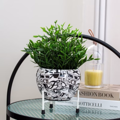 Decorative Ceramic Plant Pot with Letter Print - MHRMS437_1
