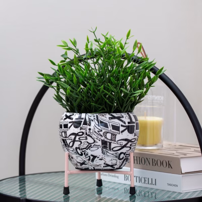 Decorative Ceramic Plant Pot with Letter Print - MHRMS446_1