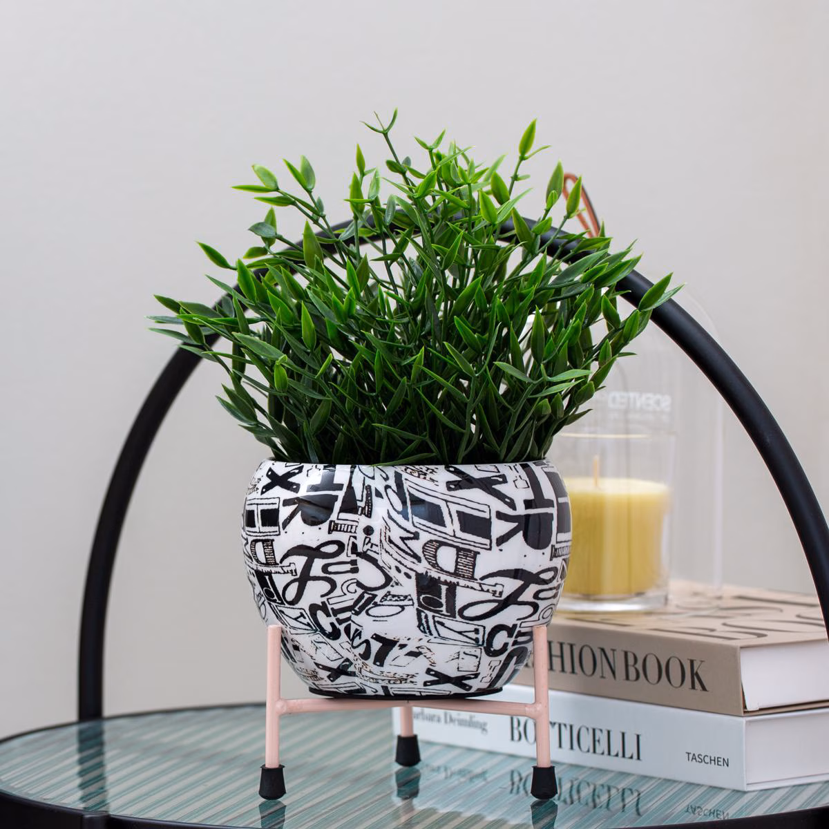 Decorative Ceramic Plant Pot with Letter Print - MHRMS446_1