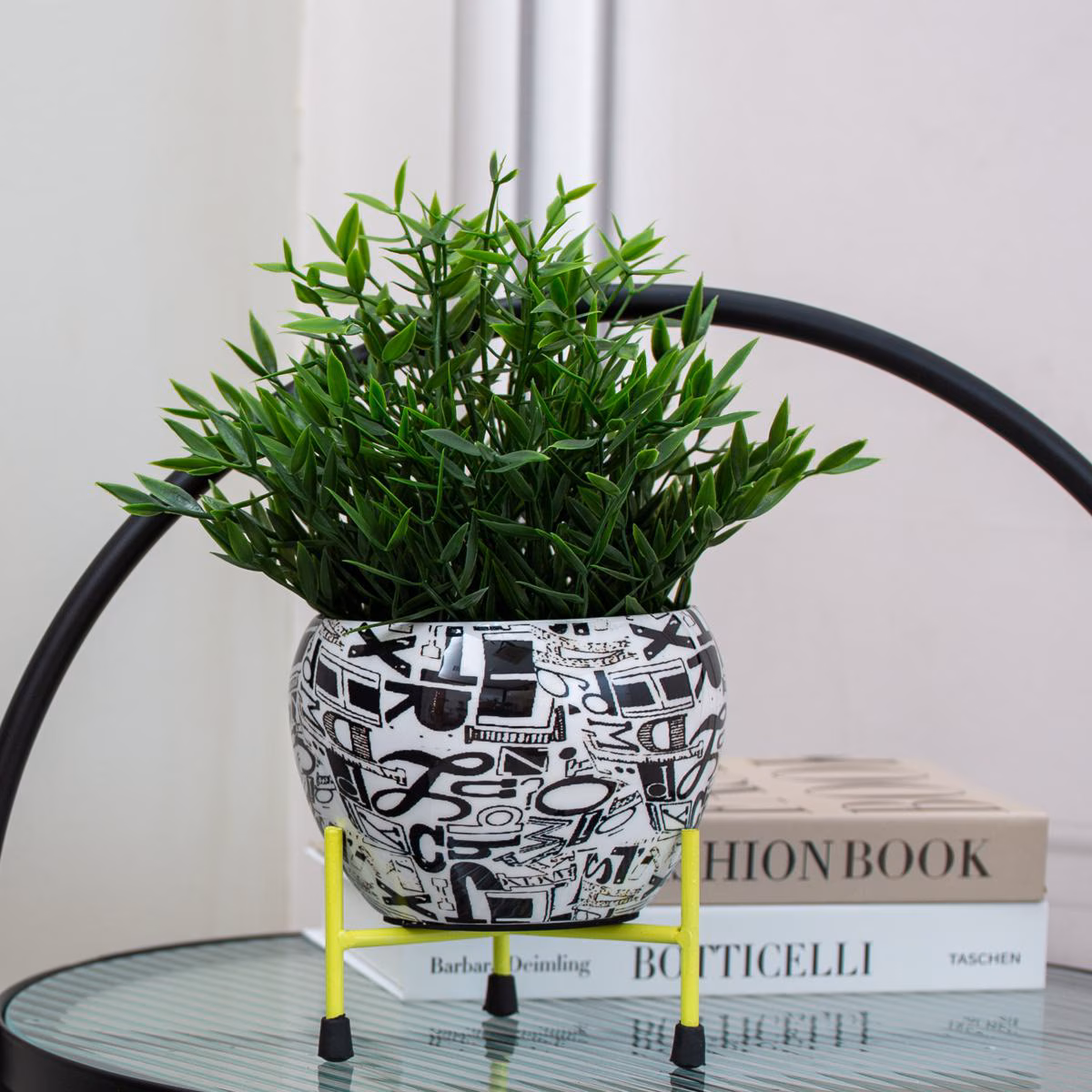 Decorative Ceramic Plant Pot with Letter Print - MHRMS455_1