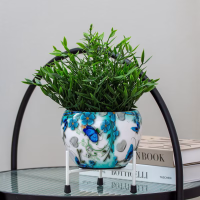 Blue Butterfly Ceramic Plant Pot - MHRMS441_1