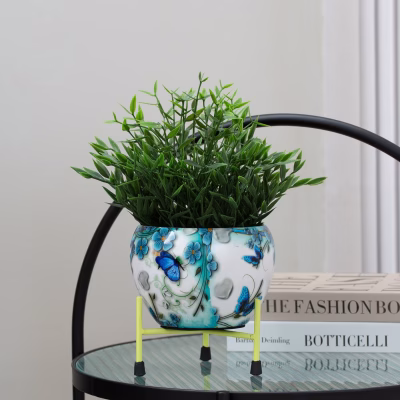 Blue Butterfly Ceramic Plant Pot - MHRMS459_1